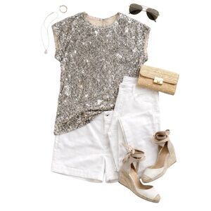 Silver Sequin Top S/P by Cable And Gauge